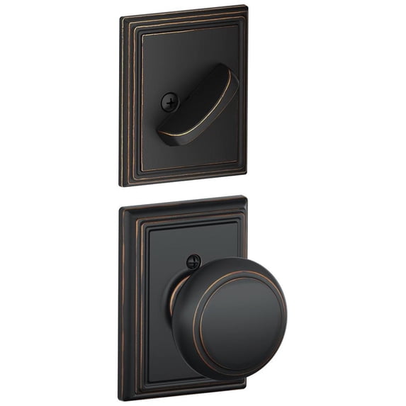 Schlage F59 AND 716 ADD Addison Collection Andover Handleset Interior Knob, Aged Bronze (Interior Half Only)
