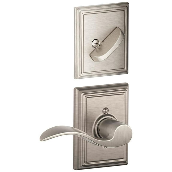 Schlage F59 Accent With Addison Rose Right Hand Interior Active Trim with 12326 Latch and 10027 Strike Satin Nickel Fini