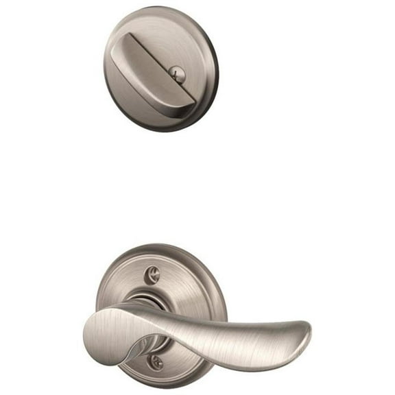 Schlage F59 CHP 619 LH Champagne Interior Left-Handed Lever with Deadbolt, Satin Nickel (Interior Half Only)