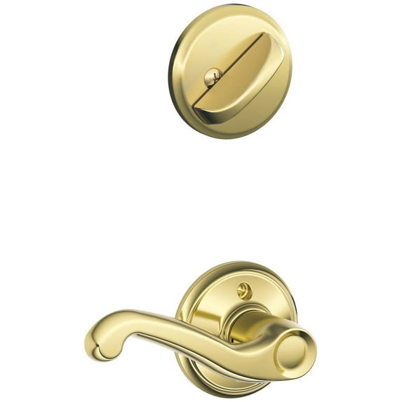 Schlage F59 FLA 605 RH Flair Interior Right-Handed Lever with Deadbolt, Bright Brass (Interior Half Only)