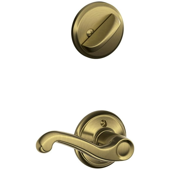 Schlage F59 FLA 609 RH Flair Interior Right-Handed Lever with Deadbolt, Antique Brass (Interior Half Only)