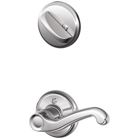 Schlage F59 FLA 625 LH Flair Interior Left-Handed Lever with Deadbolt, Bright Chrome (Interior Half Only)