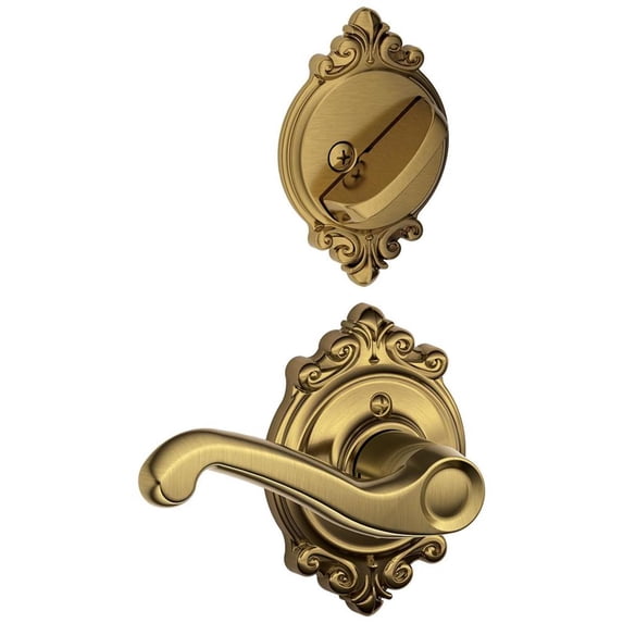 Schlage F59FLA609BRKRH Flair Right Handed Single Cylinder Interior Pack - Brass