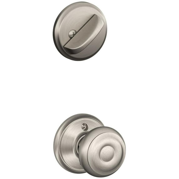 Schlage F59 GEO 619 Georgian Interior Knob with Deadbolt, Satin Nickel (Interior Half Only)