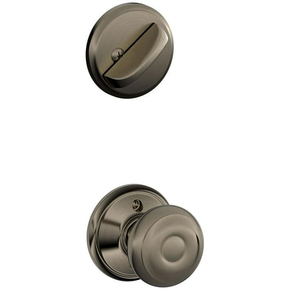 Schlage F59 GEO 620 Georgian Interior Knob with Deadbolt, Antique Pewter (Interior Half Only)