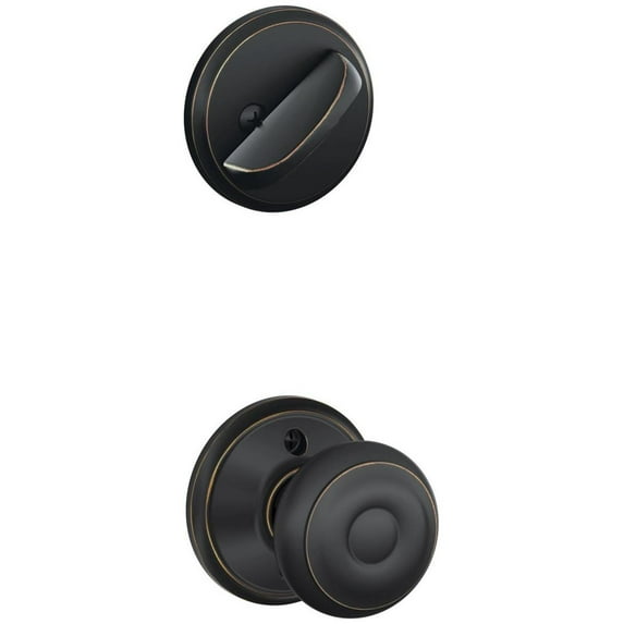 Schlage F59 GEO 716 Georgian Interior Knob with Deadbolt, Aged Bronze (Interior Half Only)