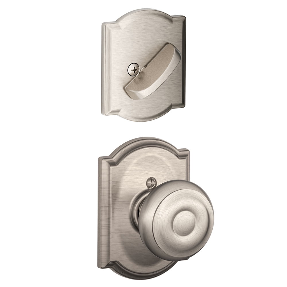 Schlage Plymouth Interior Door Knob With Deadbolt – Antique Pewter Finish, Solid Brass, Non-Handed