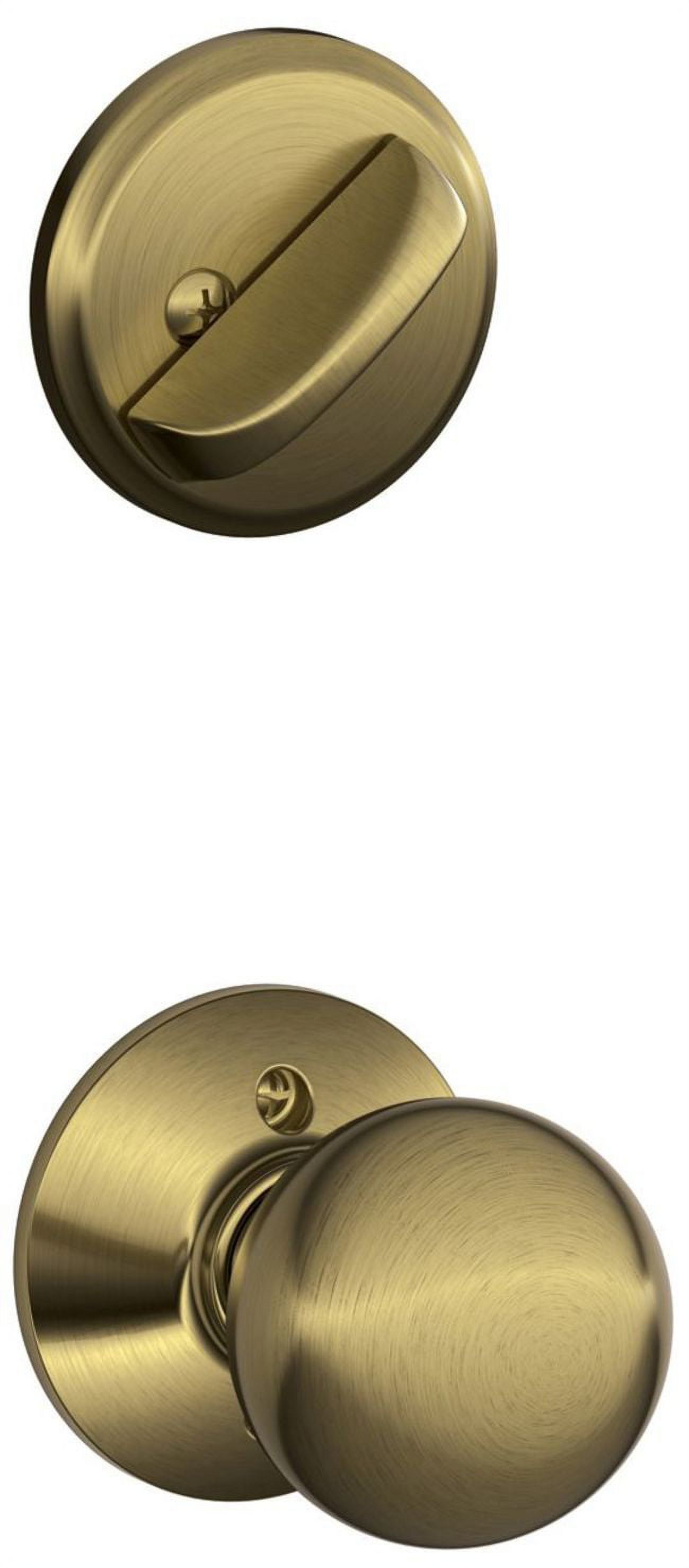 Schlage F59 ORB 609 Orbit Interior Knob with Deadbolt, Antique Brass (Interior Half Only) - image 1 of 2