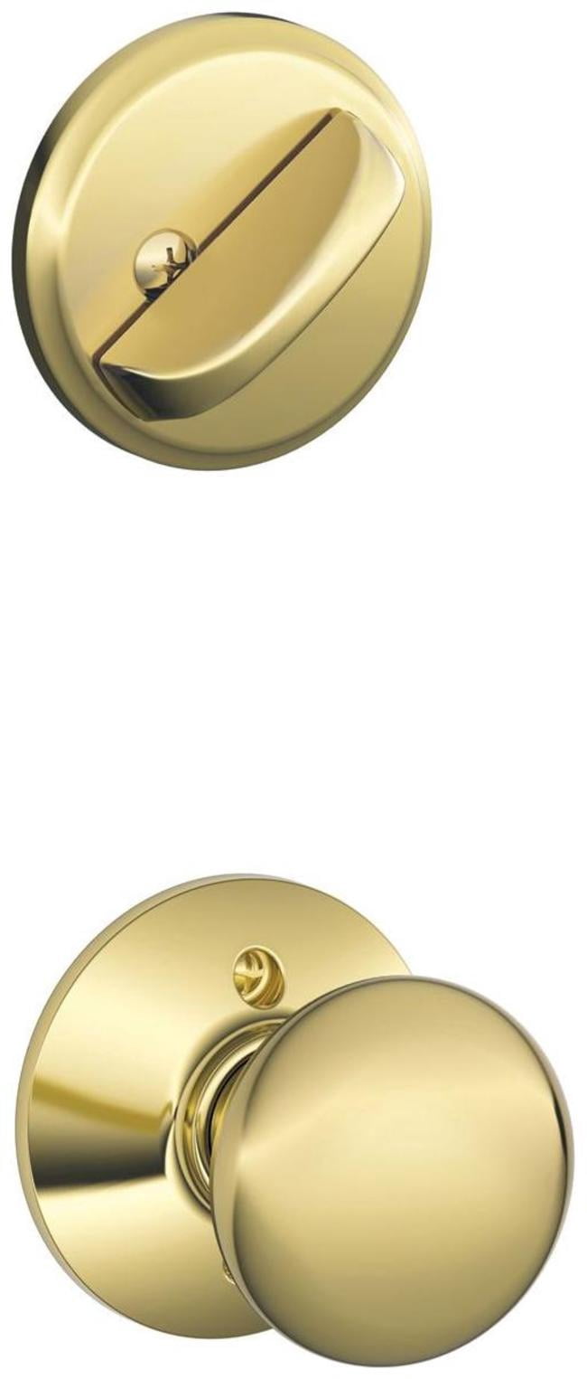 Schlage F59 PLY 605 Plymouth Interior Knob with Deadbolt, Bright Brass (Interior Half Only)
