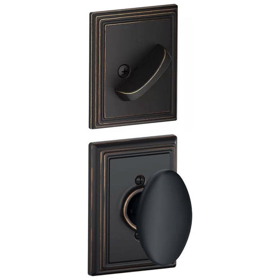 Schlage F59 Siena With Addison Rose Interior Active Trim with 12326 Latch and 10027 Strike Aged Bronze Finish