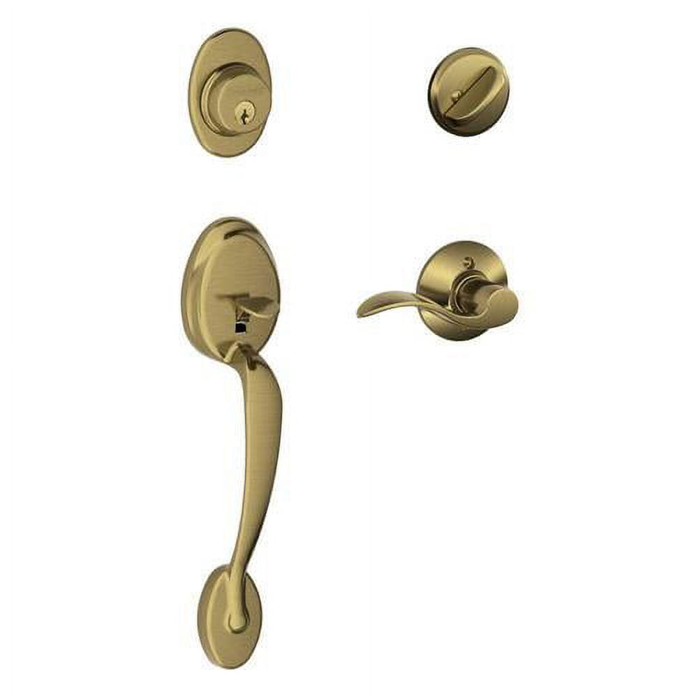 Schlage F60 PLY 609 ACC RH Plymouth Antique Brass Right-Hand Handleset with Acce
