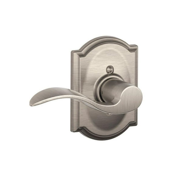 Schlage F60CAM619ACCLH F60 Camelot Active Door Handleset with Accent Left Hand Interior, Satin Nickel
