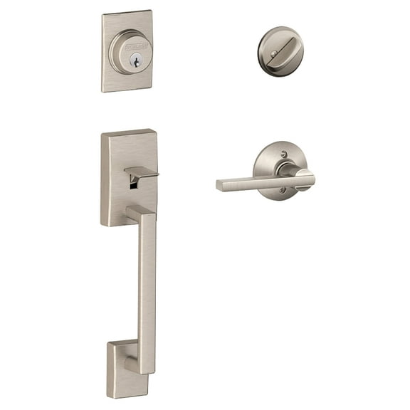Schlage F60VCENXLAT619 Combination Lockset, Mechanical Lock, Handleset with Lever Handle, Straight Design, Satin Nickel
