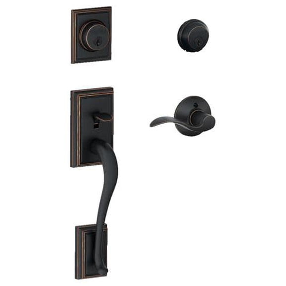 Schlage F62ADD716ACCLH Addison Double Cylinder Handleset - Bronze