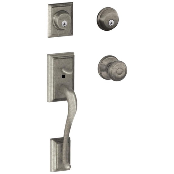 Schlage F62-Add-Geo Addison Double Cylinder Handleset - Nickel