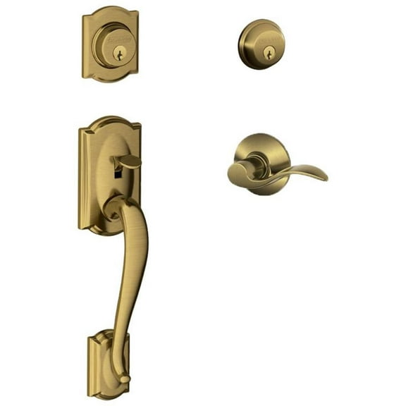 Schlage F62-Cam-Acc-Lh Double Cylinder Sectional Handleset - Brass