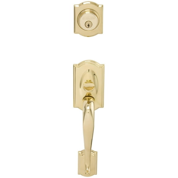 Schlage F62-Cam-Geo Camelot Double Cylinder Handleset - Brass