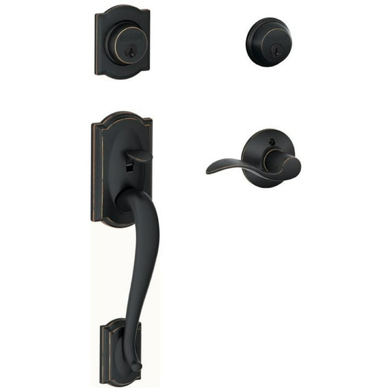 Schlage F62-Cam-Acc-Rh Camelot Right Hand Double Cylinder Handleset - Bronze