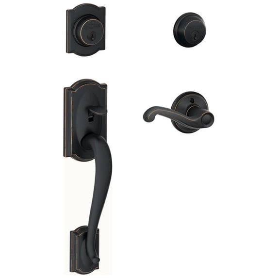 Schlage F62CAM716FLARH Camelot Right Hand Double Cylinder Handleset - Bronze