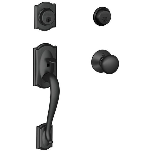 Schlage F62-Cam-Ply Double Cylinder Handleset - Black