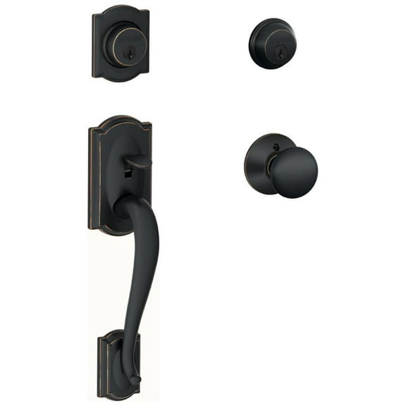 Schlage F62-Cam-Ply Double Cylinder Handleset - Bronze
