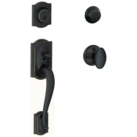 Schlage F62-Cam-Sie Double Cylinder Camelot Handleset - Bronze