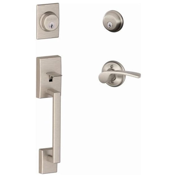 Schlage F Series Century Double Cylinder Handleset with Merano Interior Lever