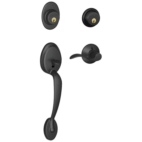 Schlage F62-Ply-Acc-Rh Plymouth Right Hand Double Cylinder Handleset - Black