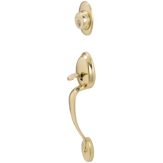 Schlage F62PLY505ACCRH Plymouth Right Hand Double Cylinder Handleset - Brass
