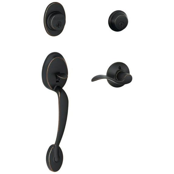 Schlage F62-Ply-Acc-Rh Plymouth Right Hand Double Cylinder Handleset - Bronze