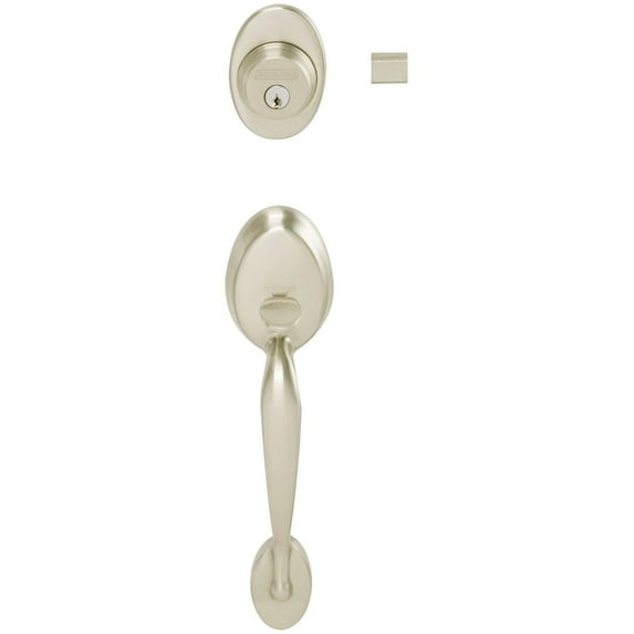 Schlage F62-Ply-Fla-Rh Right Handed Plymouth Double Cylinder Handleset - Nickel