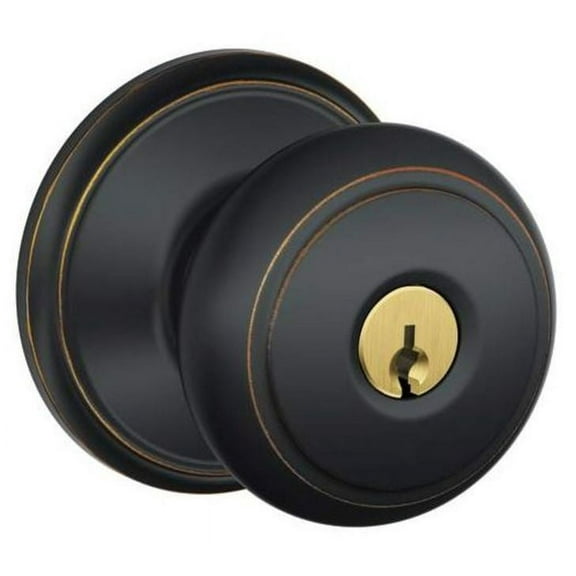 Schlage F80-AND Andover Storeroom Door Knob Set with Andover Rosette from The F-, Aged Bronze