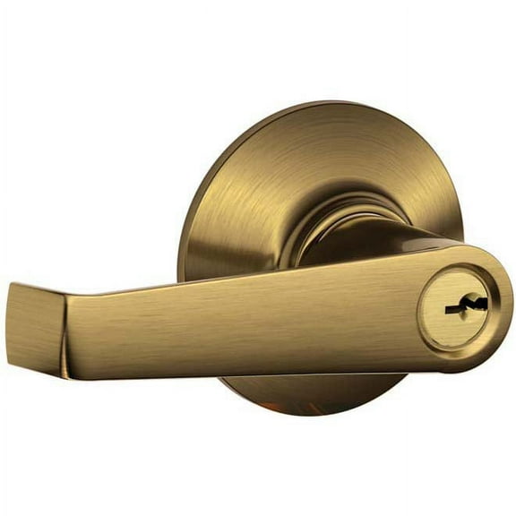 Schlage F80-Ela Elan Single Cylinder Keyed Entry Storeroom Door Lever Set - Brass