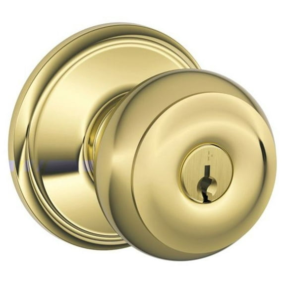 Schlage F80-Geo Georgian Storeroom Door Knob Set - Brass