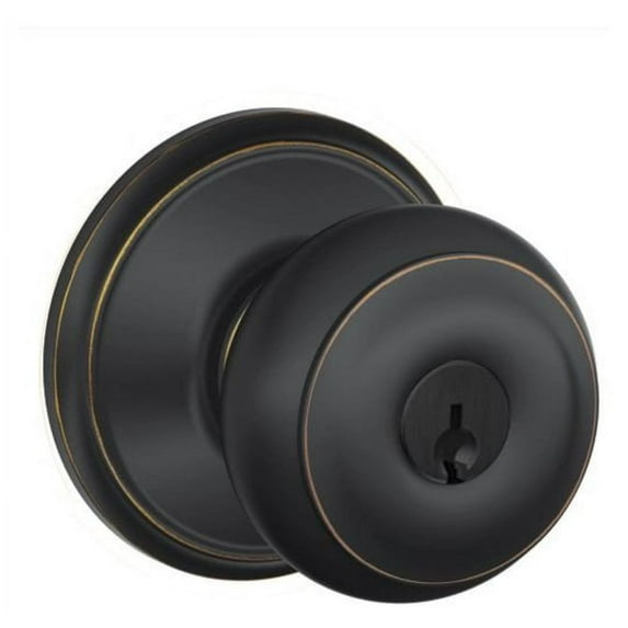 Schlage F80-Geo Georgian Storeroom Door Knob Set - Bronze