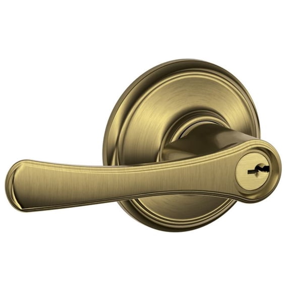 Schlage F80-Vla Avila Single Cylinder Keyed Entry Storeroom Door Lever Set - Brass