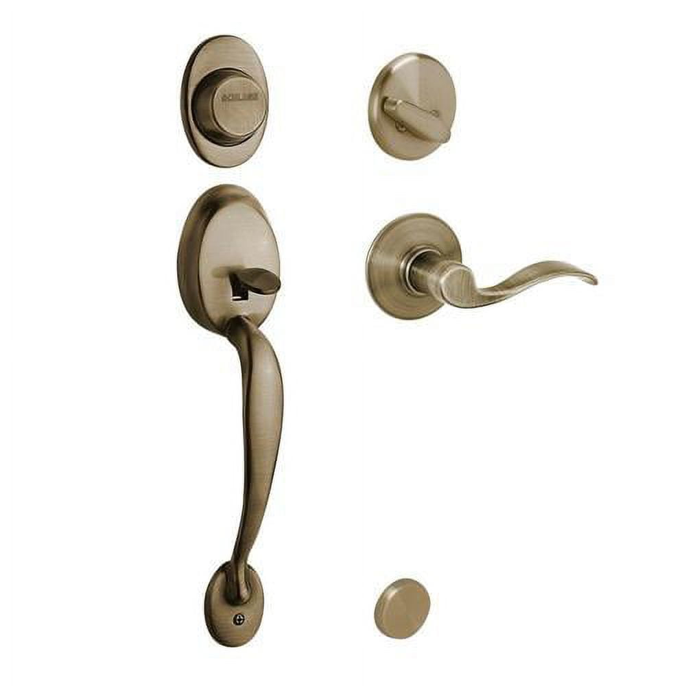 Schlage F93 PLY 609 ACC LH Plymouth Antique Brass Left-Hand Dummy Handleset with