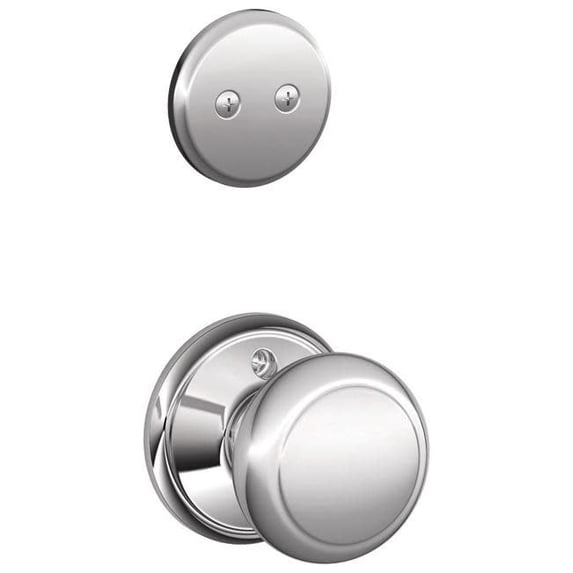 Schlage F94-AND Andover Knob Dummy Interior Pack from The F-Series, Polished Chrome