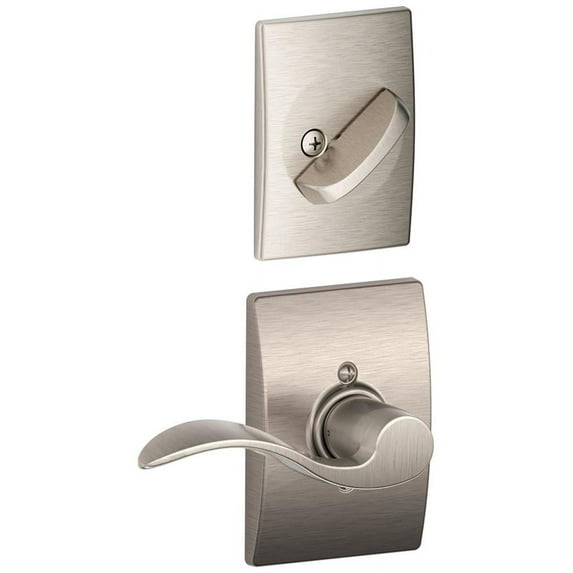 Schlage F94 Accent With Century Rose Right Hand Dummy Interior Trim Satin Nickel Finish