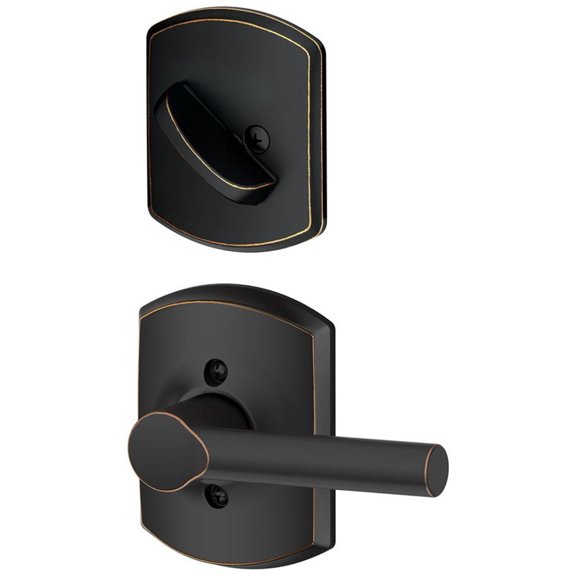 Schlage F94 Broadway With Greenwich Rose Dummy Interior Trim Aged Bronze Finish