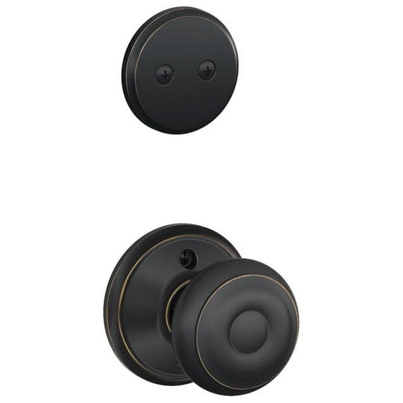 Schlage F94-GEO Georgian Knob Dummy Interior Pack from The F-Series, Aged Bronze