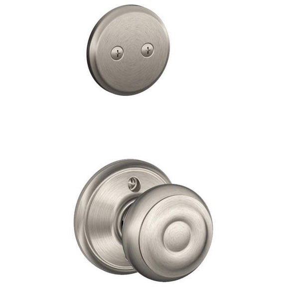 Schlage F94-GEO Georgian Knob Dummy Interior Pack from The F-Series, Satin Nickel