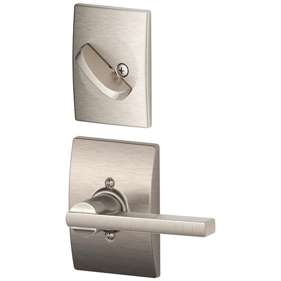Schlage F94 Latitude With Century Rose Dummy Interior Trim Satin Nickel Finish