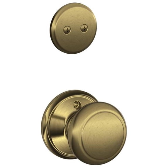 Schlage F94AND609 Antique Brass Andover Knob Dummy Interior Pack from The F-Series