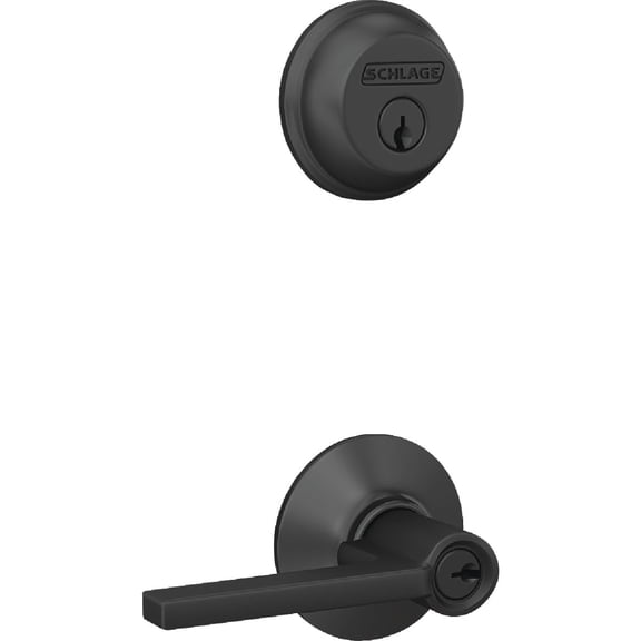 Schlage FB50 N G LAT 622 Single Cylinder Deadbolt and Keyed Entry Latitude Lever, Matte Black