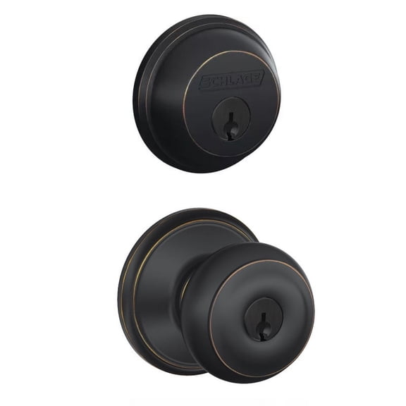Schlage FB50NVGEO716 Georgian Entry Deadbolt Lock, Bronze