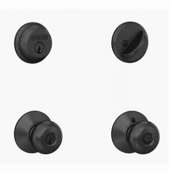 Schlage Plymouth Deadbolt Lock Combo With Knob - Matte Black - 1 Piece