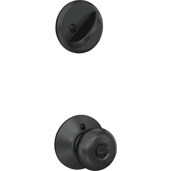 Schlage Plymouth Deadbolt Lock Combo With Knob - Matte Black - 1 Piece Construction & DIY Use, Standard Hardware Spec