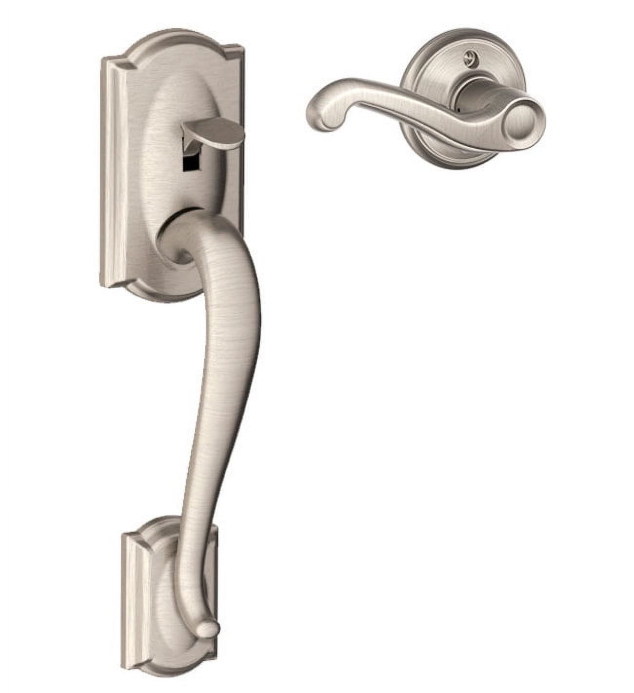 Schlage Greenwich Front Door Handleset – Left-Handed Lever, Satin Nickel, High-Security Deadbolt