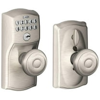 Schlage FE595 CAM 619 GEO Camelot Keypad Entry with Flex-Lock and Georgian Style Knobs, Satin Nickel